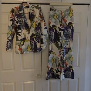 Floral Blazer and Pants Set